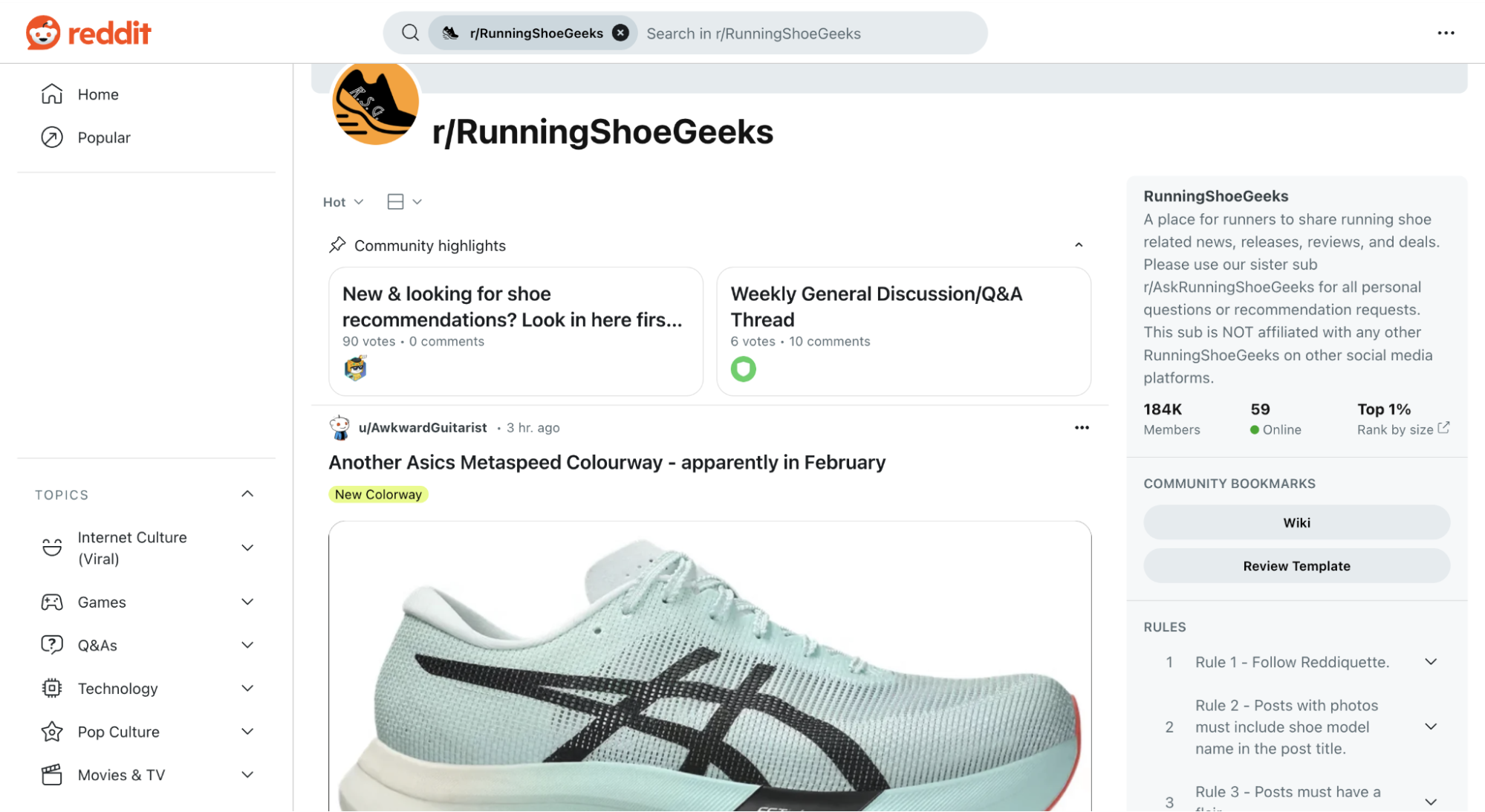 The RunningShoeGeeks(跑鞋发烧友) 子版块上展示了一篇关于亚瑟士(Asics)新鞋配色的帖子
